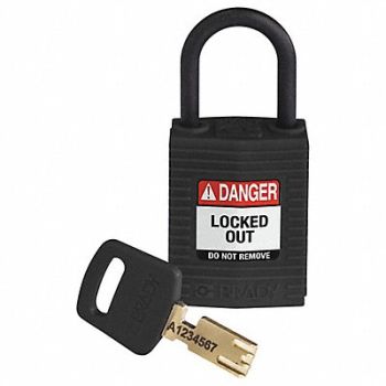 BRADY Lockout Padlock Black 1-21/32 H Body, 55JZ36