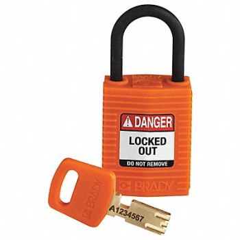 BRADY Lockout Padlock Orange 1-21/32 H Body, 55JZ37