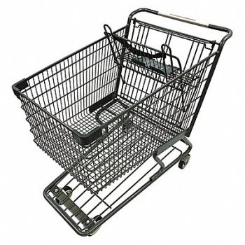 GRAINGER APPROVED Wire Shopping Cart Dark Gray 500 lb Cap., 55KE11
