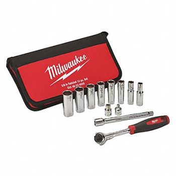 MILWAUKEE Skt Wrch St Chrm 6Pt 5/16 - 3/4 in, 55KM71