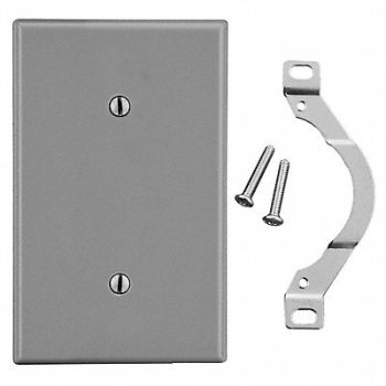 HUBBELL BlnkStrpMntWllPlt Std Gray 1Gng Smth Stn, 55KR84