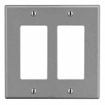 HUBBELL Rocker Wll Plt Stnd Gray 2Gng Smth Stn, 55KR98