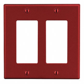 HUBBELL Rocker Wall Plate Stnd Red 2Gng Smth Stn, 55KT01