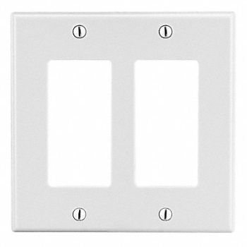 HUBBELL Rocker Wall Plate Stnd Wht 2Gng Smth Stn, 55KT02