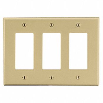 HUBBELL Rocker Wll Plt Stnd Ivory 3Gng Smth Stn, 55KT06