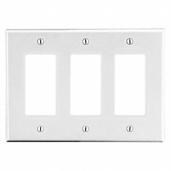HUBBELL Rocker Wall Plate Stnd Wht 3Gng Smth Stn, 55KT07