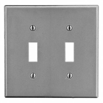 HUBBELL Tgl Swch Wll Plt Stnd Gray 2Gng Smth Stn, 55KT14