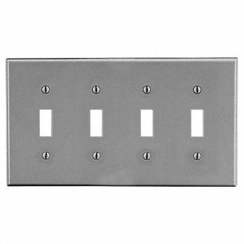 HUBBELL Tgl Swch Wll Plt Stnd Gray 4Gng Smth Stn, 55KT21
