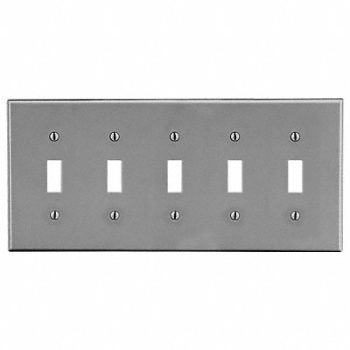 HUBBELL Tgl Swch Wll Plt Stnd Gray 5Gng Smth Stn, 55KT24