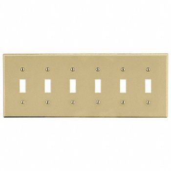 HUBBELL TglSwchWllPlt Stnd Ivory 6Gng Smth Stn, 55KT26