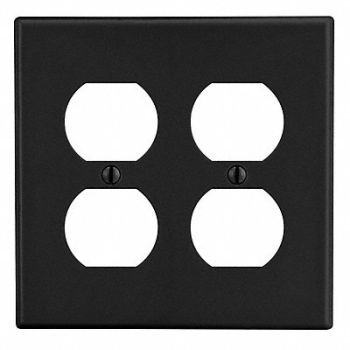 HUBBELL Duplex Receptacle Wall Plate Black, 55KT36