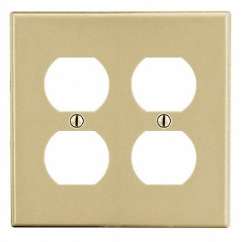 HUBBELL DupRcptWllPlt Stnd Ivory 2Gng Smth Stn, 55KT38