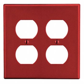 HUBBELL Dup Rcpt Wll Plt Stnd Red 2Gng Smth Stn, 55KT39