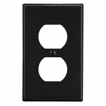 HUBBELL Duplex Receptacle Wall Plate Black, 55KT41