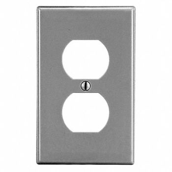 HUBBELL Dup Rcpt Wll Plt Stnd Gray 1Gng Smth Stn, 55KT42