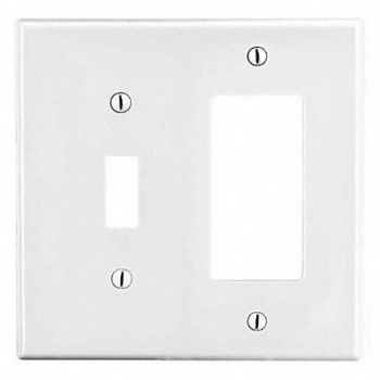 HUBBELL TglSwch/RckrWllPlt Mid Wht 2Gng Smth Stn, 55KT49
