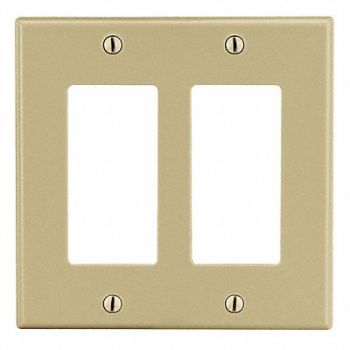 HUBBELL Rocker Wll Plt Mid Ivory 2Gng Smth Stn, 55KT55