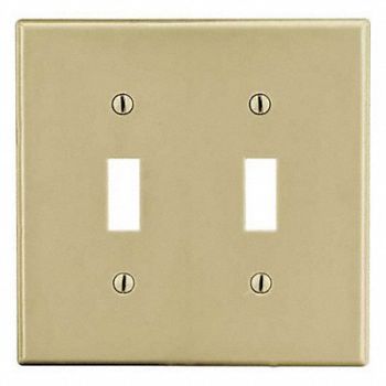 HUBBELL Tgl Swch Wll Plt Mid Ivory 2Gng Smth Stn, 55KT59