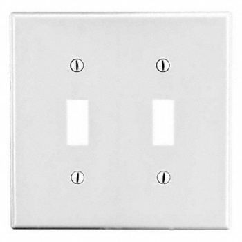 HUBBELL Tgl Switch Wll Plt Mid Wht 2Gng Smth Stn, 55KT60