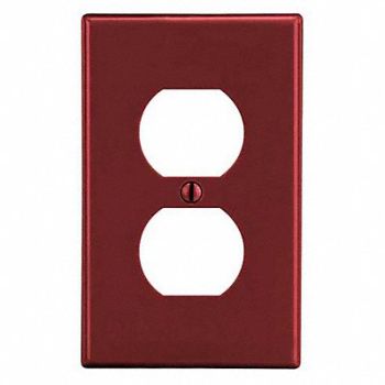 HUBBELL Dup Recept Wll Plt Mid Red 1Gng Smth Stn, 55KT66