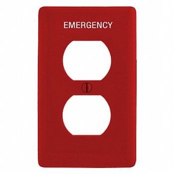 HUBBELL Duplex Receptacle Wall Plate Red, 55KT67