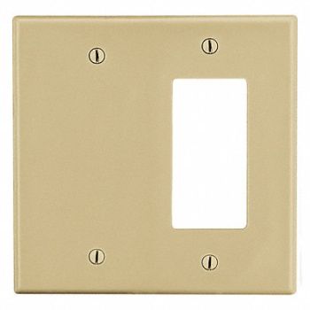 HUBBELL Duplex/Decorator Blank Wall Plate Ivory, 55KT70