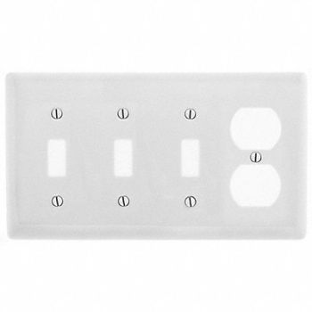 HUBBELL WIRING DEVICE-KELLEMS Toggle Switch Wall Plate White, 55KT75