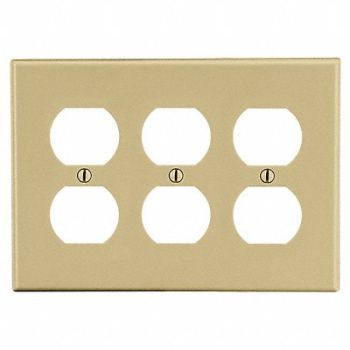 HUBBELL Duplex Receptacle Wall Plate Ivory, 55KT77
