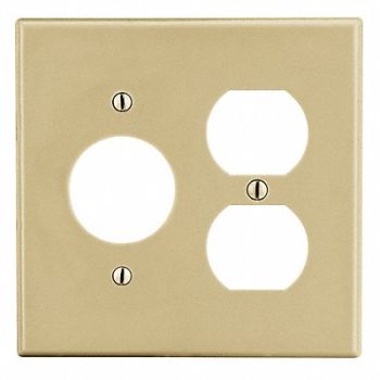 HUBBELL Duplex Receptacle Wall Plate Ivory, 55KT80