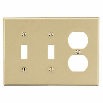 HUBBELL DupRcptWllPlt Stnd Ivory 3Gng Smth Stn, 55KT85