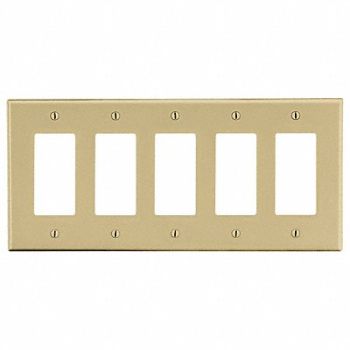 HUBBELL Rocker Wll Plt Stnd Ivory 5Gng Smth Stn, 55KT88