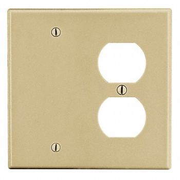 HUBBELL Duplex/Blank Wall Plate Ivory, 55KT95
