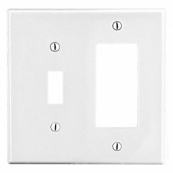HUBBELL TglSwch/RckrWllPlt Std Wht 2Gng Smth Stn, 55KT98