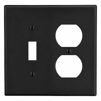 HUBBELL Duplex Receptacle Wall Plate Black, 55KU04