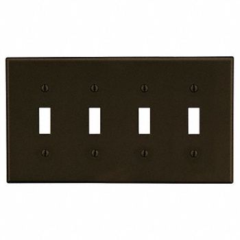 HUBBELL Tgl Swch Wll Plt Stnd Brn 4Gng Smth Stn, 55KU07
