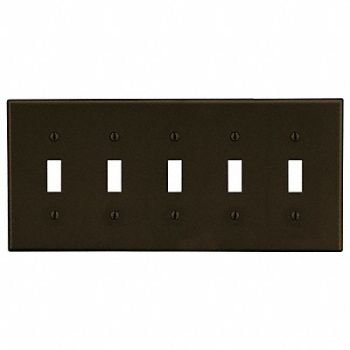 HUBBELL Tgl Swch Wll Plt Stnd Brn 5Gng Smth Stn, 55KU08