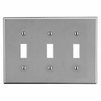 HUBBELL Tgl Swch Wll Plt Stnd Gray 3Gng Smth Stn, 55KU15