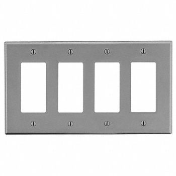 HUBBELL Rocker Wll Plt Stnd Gray 4Gng Smth Stn, 55KU16