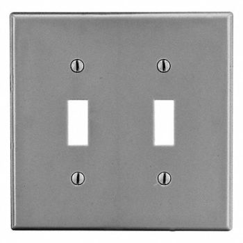 HUBBELL Tgl Swch Wll Plt Mid Gray 2Gng Smth Stn, 55KU19