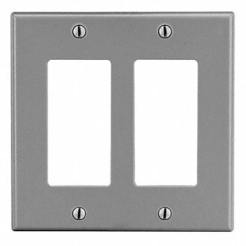 HUBBELL Rocker Wall Plate Mid Gray 2Gng Smth Stn, 55KU21