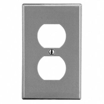 HUBBELL Dup Recept Wll Plt Mid Gry 1Gng Smth Stn, 55KU22