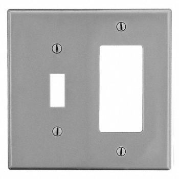 HUBBELL TglSwch/RckrWllPlt Mid Gry 2Gng Smth Stn, 55KU25