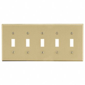 HUBBELL TglSwchWllPlt Stnd Ivory 5Gng Smth Stn, 55KU27