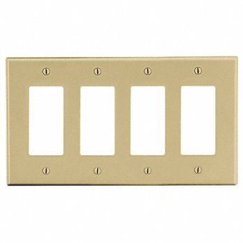 HUBBELL Rocker Wll Plt Stnd Ivory 4Gng Smth Stn, 55KU28