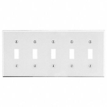 HUBBELL Tgl Swch Wll Plt Stnd Wht 5Gng Smth Stn, 55KU34