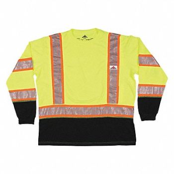 MCR SAFETY Long Sleeve T-Shirt Lime XL Sz, 55KX21