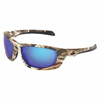 MCR SAFETY Safety Glass Blue Mirror Lens Full-Frame, 55KY56