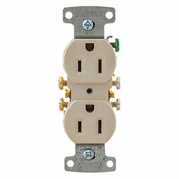 HUBBELL Receptacle 125VAC 15A Light Almond, 55MU55