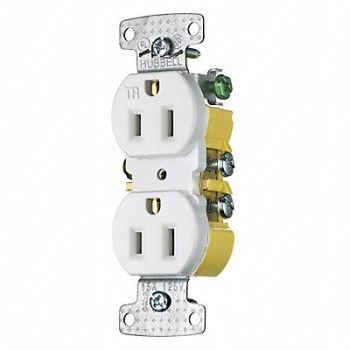 HUBBELL Receptacle 125VAC White Flush Mounting, 55MU56