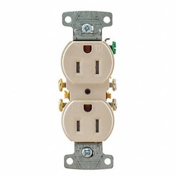 HUBBELL Receptacle 125VAC 15A Light Almond, 55MU57
